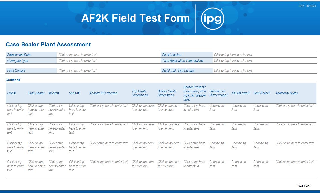 AF2K Field Test Form